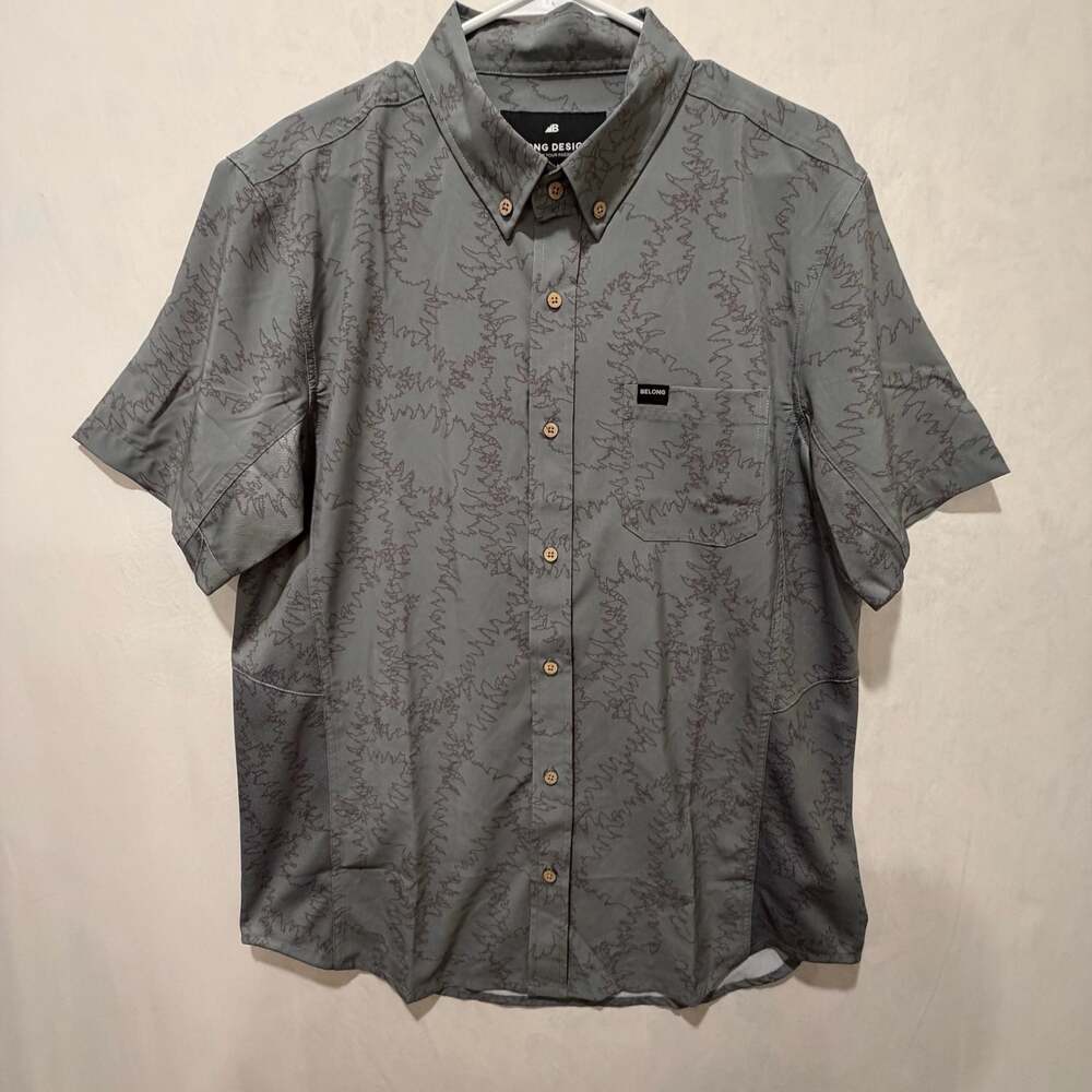 Belong Designs Men's Forest Graphic Short Sleeve Button-Down Shirt